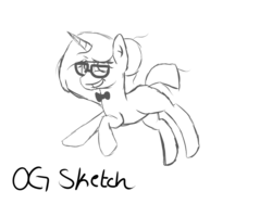 Size: 1024x768 | Tagged: safe, artist:pseudocurl, oc, oc only, bowtie, glasses, monochrome, solo