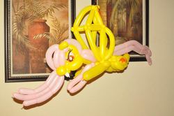 Size: 718x476 | Tagged: safe, artist:noordinaryballoonman, fluttershy, bat pony, pony, bats!, g4, balloon, craft, female, flutterbat, photo, race swap, solo