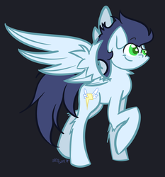 Size: 1400x1500 | Tagged: safe, artist:spaklyaxolotl, soarin', pegasus, pony, g4, gray background, male, raised hoof, simple background, solo, stallion