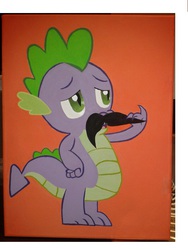 Size: 576x768 | Tagged: safe, artist:plectrumpony, spike, g4, male, moustache, painting, solo