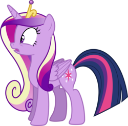Size: 4958x4879 | Tagged: safe, artist:scienceisanart, princess cadance, twilight sparkle, alicorn, pony, g4, three's a crowd, .svg available, absurd resolution, alternate hairstyle, female, mane swap, mare, simple background, solo, transparent background, twilight sparkle (alicorn), vector