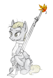 Size: 476x704 | Tagged: safe, artist:madhotaru, derpy hooves, pegasus, pony, g4, bayonet, female, gun, mare, musket, scrunchy face, solo