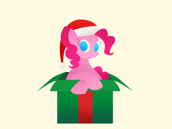 Size: 2592x1944 | Tagged: safe, artist:arurein, pinkie pie, g4, christmas, female, hat, present, santa hat, solo