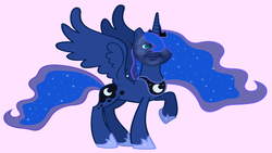 Size: 640x360 | Tagged: safe, artist:notsofrequentuser, artist:santafer, edit, princess luna, g4, bad edit, creepy, emoji, female, molester moon, moon, simple background, smiling, smosh, solo, vector, wat