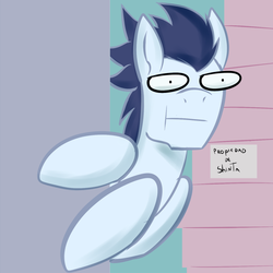 Size: 600x600 | Tagged: safe, artist:glasdale, soarin', pegasus, pony, g4, faic, male, soarin-responde, solo, spanish, stallion