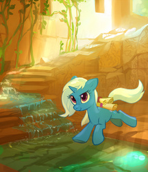 Size: 862x1000 | Tagged: safe, artist:tomatocoup, trixie, pony, unicorn, g4, female, mare, scenery, scroll, solo