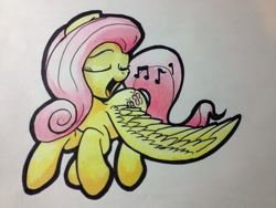 Size: 1024x768 | Tagged: safe, artist:kittyhawk-contrail, fluttershy, g4, female, singing, solo, traditional art