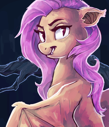 Size: 1050x1226 | Tagged: safe, artist:johling, fluttershy, bat pony, pony, bats!, g4, female, flutterbat, race swap, solo