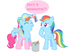 Size: 2832x2129 | Tagged: safe, artist:041744, pinkie pie, rainbow dash, earth pony, pegasus, pony, g4, duo, paint, paint in hair, paint on fur, painting characters