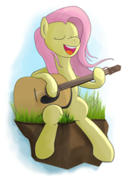 Size: 2500x3600 | Tagged: safe, artist:marker, fluttershy, g4, female, grass, singing, solo