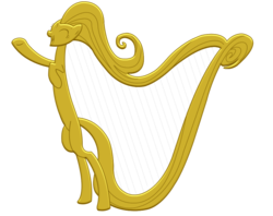 Size: 948x749 | Tagged: safe, artist:atanarix, louise the singing harp, gold, harp, musical instrument, simple background, solo, transparent background, vector