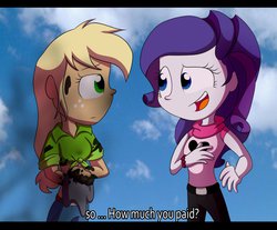 Size: 982x813 | Tagged: safe, artist:fj-c, applejack, rarity, equestria girls, g4, engrish