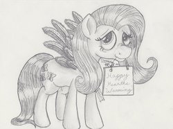 Size: 1024x760 | Tagged: safe, artist:inurantchan, fluttershy, g4, female, monochrome, solo, traditional art