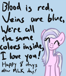 Size: 700x802 | Tagged: safe, artist:arrkhal, oc, oc only, oc:heartcall, earth pony, pony, cute, female, grimcute, mlk day, poem, solo