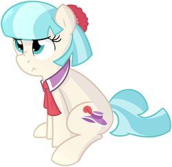 Size: 2474x2398 | Tagged: safe, artist:furrgroup, coco pommel, earth pony, pony, g4, female, grumpy, nose wrinkle, scrunchy face, simple background, solo, white background