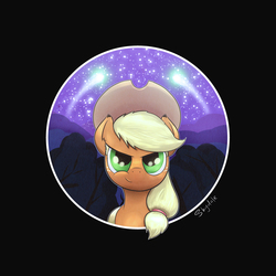 Size: 1536x1536 | Tagged: safe, artist:shydale, applejack, g4, applejack's parents, female, night, out of frame, portrait, solo, stars