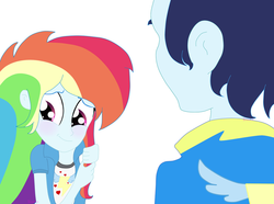 Size: 1024x761 | Tagged: dead source, safe, artist:gizemyorganci, rainbow dash, soarin', equestria girls, g4, duo, equestria girls-ified, female, male, ship:soarindash, shipping, straight