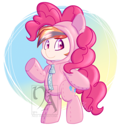 Size: 894x894 | Tagged: safe, artist:starkindlerstudio, pinkie pie, oc, g4, ponysuit, solo