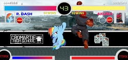 Size: 1007x476 | Tagged: safe, artist:drpain, rainbow dash, g4, akuma, parody, street fighter