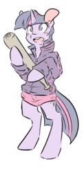 Size: 832x1707 | Tagged: safe, artist:cleppyclep, twilight sparkle, pony, semi-anthro, g4, baseball bat, bipedal, clothes, female, home run, solo