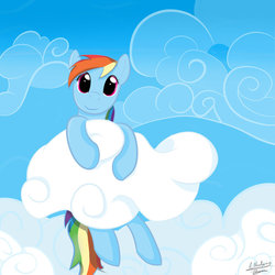 Size: 894x894 | Tagged: safe, artist:a_wandering_dragon, rainbow dash, g4, cloud, cloudy, female, solo