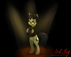 Size: 900x724 | Tagged: safe, artist:starshinebeast, oc, oc only, earth pony, pony, beatnik, beret, fine beat, male, solo, spotlight, stallion