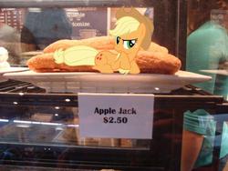 Size: 900x675 | Tagged: safe, applejack, g4, apple fritter (food), irl, photo, ponies in real life, solo