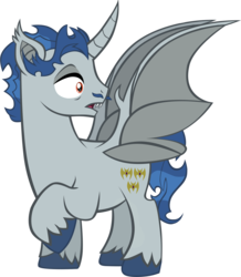 Size: 1084x1242 | Tagged: safe, artist:softcoremirth, fancypants, alicorn, bat pony, bat pony alicorn, pony, g4, bat ponified, curved horn, horn, male, race swap, raised hoof, simple background, solo, spread wings, stallion, transparent background, vector, wings