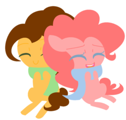 Size: 400x381 | Tagged: safe, artist:princess-big-mac, cheese sandwich, pinkie pie, g4, pinkie pride, clothes, cute, female, laughing, lineless, male, scarf, ship:cheesepie, shipping, simple background, straight, transparent background