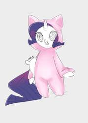 Size: 500x700 | Tagged: safe, artist:kkuyo, rarity, pony, g4, 30 minute art challenge, bipedal, cat costume, cat's pajamas, clothes, costume, female, footed sleeper, kigurumi, pajamas, pillow, solo