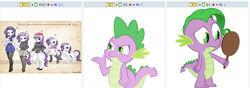 Size: 769x272 | Tagged: safe, rarity, spike, derpibooru, g4, exploitable meme, juxtaposition, juxtaposition win, meme, meta