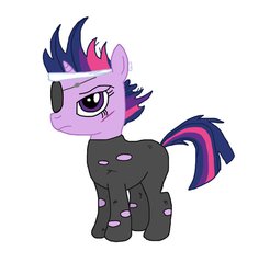 Size: 887x901 | Tagged: safe, artist:doctorspectrum, twilight sparkle, g4, eyepatch, female, filly, future twilight, ms paint, scar, solo