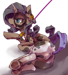 Size: 800x883 | Tagged: safe, artist:kolshica, rarity, cow, pony, unicorn, g4, animal costume, bell, bell collar, bodysuit, clothes, collar, costume, cow costume, cow suit, cowbell, cutie mark accessory, ear tag, female, leash, open mouth, pet play, raricow, solo, tongue out, underhoof