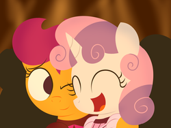 Size: 3200x2400 | Tagged: safe, artist:dtcx97, scootaloo, sweetie belle, pony, comic:scootaloo & sweetie's night, g4, bust, comic, explicit source, female, lesbian, ship:scootabelle, shipping