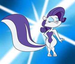 Size: 1280x1088 | Tagged: safe, artist:mofetafrombrooklyn, rarity, skunk, anthro, g4, animal, female, rariskunk, skunkified, solo, species swap