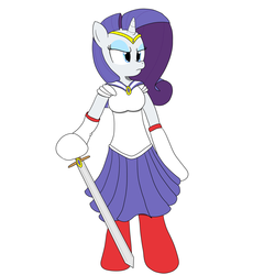 Size: 4000x4000 | Tagged: safe, artist:sailormod, rarity, anthro, g4, arm hooves, female, knight, sailor generosity, sailor moon (series), sailor senshi, simple background, solo, sword, warrior, weapon, white background