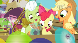 Size: 853x478 | Tagged: safe, screencap, apple bloom, applejack, granny smith, g4, pinkie apple pie