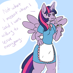 Size: 1200x1200 | Tagged: safe, artist:dennelx3, twilight sparkle, anthro, g4, 30 minute art challenge, female, solo, twilight sparkle (alicorn), waitress