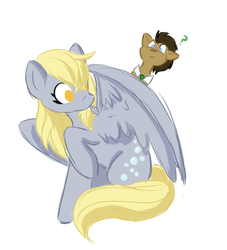 Size: 1004x1108 | Tagged: safe, artist:dreamofserenity626, artist:dreamofserenityartz, derpy hooves, doctor whooves, time turner, earth pony, pegasus, pony, doctor whooves and assistant, g4, curious, duo, female, male, mare, necktie, preening, stallion