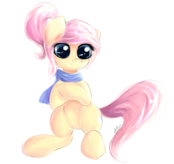 Size: 866x820 | Tagged: safe, artist:j151, fluttershy, g4, alternate hairstyle, clothes, female, scarf, solo