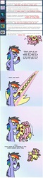 Size: 608x2512 | Tagged: safe, artist:ryuspike, fluttershy, rainbow blaze, bat pony, pony, bats!, g4, adventure time, bipedal, comic, eyes closed, flutterbat, flying, male, race swap, red dye