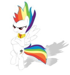 Size: 1062x1143 | Tagged: safe, artist:neriani, rainbow dash, g4, element of loyalty, elements of harmony, female, gunbuster pose, simple background, solo, super rainbow dash, transparent background, vector