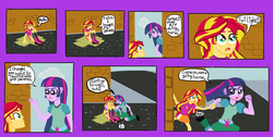Size: 2338x1177 | Tagged: safe, artist:oneovertwo, sunset shimmer, twilight sparkle, human, comic:the return of sunset shimmer, equestria girls, g4, comic, humanized, pony coloring