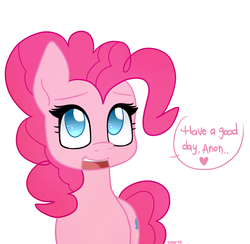 Size: 930x908 | Tagged: safe, artist:higglytownhero, pinkie pie, g4, dialogue, female, simple background, solo, speech bubble
