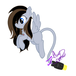 Size: 400x400 | Tagged: safe, artist:alissaluvsu, oc, oc only, original species, pegasus, pony, augmented tail, blank flank, solo, usb cable, usb tail