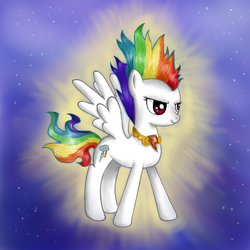 Size: 950x950 | Tagged: safe, artist:pegasistercake, rainbow dash, g4, element of loyalty, elements of harmony, female, solo, super rainbow dash