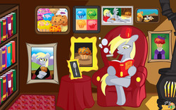 Size: 1400x875 | Tagged: artist needed, safe, derpy hooves, pegasus, pony, g4, bubble, bubble pipe, fancy, female, fez, hat, mare, pipe, solo