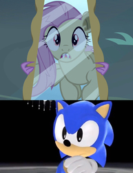 Size: 500x648 | Tagged: safe, fluttershy, bat pony, pony, bats!, g4, my little pony: friendship is magic, classic sonic, crossover, exploitable meme, flutterbat, flutterbat's mirror, male, meme, mirror, palindrome get, parody, race swap, sonic generations, sonic the hedgehog, sonic the hedgehog (series)