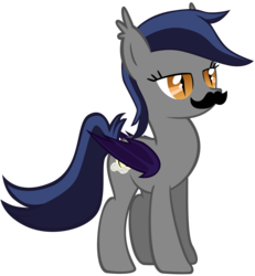 Size: 4611x5000 | Tagged: safe, oc, oc only, oc:echo, bat pony, pony, absurd resolution, facial hair, moustache, moustache edit, simple background, solo, transparent background, vector