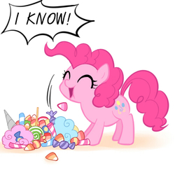 Size: 500x500 | Tagged: safe, artist:apzzang, pinkie pie, g4, ask-grow-pinkie, candy, cotton candy, cute, diapinkes, female, filly pinkie pie, food, lollipop, solo